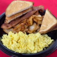#3 · 2 Eggs any Style, Skillet Fries, Toast, Bacon or Sausage  