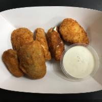 Jalapeno Poppers (6pcs) · -Cream Cheese filled. Comes with 2 Ranch