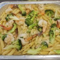 Shrimp Barone · Sauteed garlic with white wine sauce and broccoli with shrimp over penne pasta. Pasta can be...