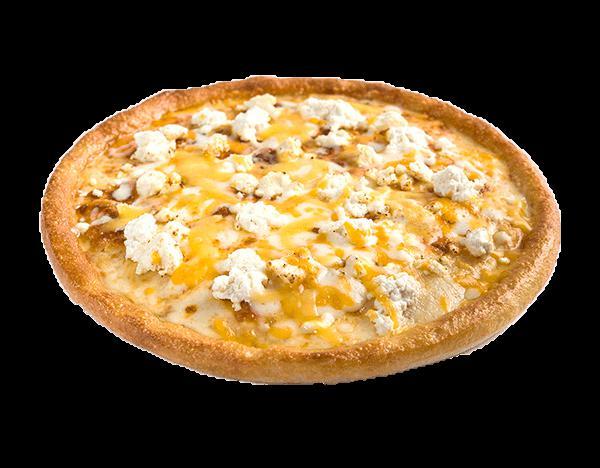 Sarpino's Cheese Bonanza Pizza · Homemade pizza sauce, sharp Parmesan, flavorful cheddar cheese, real ricotta cheese and Greek feta cheese with Sarpino's gourmet cheese blend on top.
