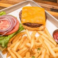 Impossible Veggie Burger · Two Plant Based Burger Patties topped with Lettuce, Tomato, Onion, Cheddar Cheese, and our S...