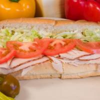 Turkey Cold Sub  · All white breast meat, mayo, lettuce, tomato and Italian dressing.