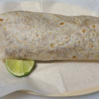 Burrito lengua / tongue · Served with beans, lettuce, tomato, cheese and sour cream.