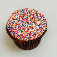 Birthday Cake Cupcake · Vanilla cake, buttercream frosting, and birthday sprinkles.
