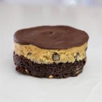 Bliss Brownie · Decadent brownie bottom, layered with chocolate chip cookie dough, and topped with rich choc...