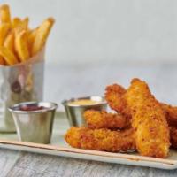 Tupelo Chicken Tenders · Crispy chicken tenders served with seasoned fries, honey mustard and our house-made barbecue...