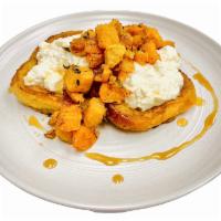 French Toasts with Housemade Ricotta Cheese and Pumpkin · 