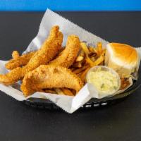 Catfish Plate  · Fried or Grilled catfish. Seasoned to perfection. Includes fries, coleslaw, dinner roll, sid...