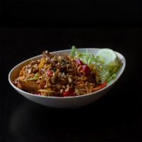 Burmese Pad Thai Noodles · Rice noodles mixed with tofu, red bell pepper, onions, scallion, bean sprouts, egg, paprika,...