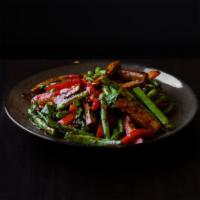 Tofu ＆ Vegetables · Stir fried tofu, with string beans, bell peppers, garlic, ginger, basil, soy sauce, vinegar,...