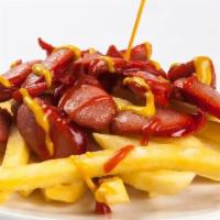 Salchipapas · Sausage with french fries.