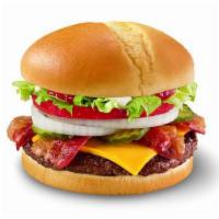 1/4 lb. Bacon Cheese Grill Burger · 1 1/4 lb. 100% beef burger topped with melted cheese, thick-cut applewood smoked bacon, thic...