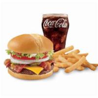 1/4 lb. Bacon Cheese Grill Burger Combo · 1 1/4 lb. 100% beef burger topped with melted cheese, thick-cut applewood smoked bacon, thic...
