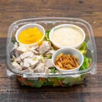 Stockton Street Asian Salad · Marinated Asian style chicken thighs sitting on top of chopped romaine lettuce, bell peppers...