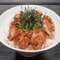 Fried Chicken Bowl · Chicken marinated in soy, ginger, garlic, and fried.