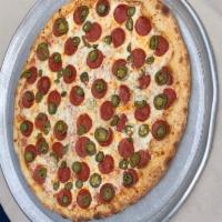 18'' Pepperoni Jalapeno Pizza Pie · Add some Spice to your Pizza Pie with Delicious Jalapeños Cooked to perfection on this Pizza! 