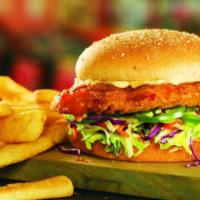 Crispy Chicken Sandwich · Come with lettuce, tomatoes, onions, pickles and mayonnaise.