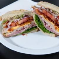Cocktail Club- 3 Meats · This is for MEAT lovers. This sandwich has 3 meats. Ham, turkey, bacon, melted American chee...