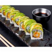 Classic Dragon Roll · Shrimp tempura, asparagus, cream cheese, scallions and spicy mayo with avocado and eel sauce...