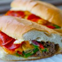 Steak Bomb Specialty Sandwich · Steak And Cheese, with Mushrooms, Onions, Peppers & Pepperoni