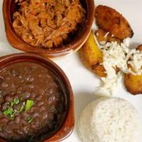 Pabellon Criollo Venezolano · Shredded beef, black beans, ripe plantains and white rice.