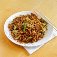Warrior Platter · Noodle, cabbage, green onion, bean sprout, carrots, onion, broccoli, and bell pepper in spec...