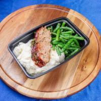 BBQ Turkey Meatloaf · Served with mashed red bliss potatoes and garlic green beans.