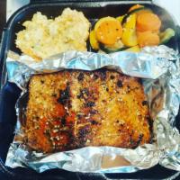 Grilled Salmon Plates · Grilled salmon filet comes with 2 sides.
