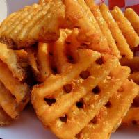 Waffle Fries · A full of to-go box