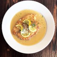 Veal Francese · Served with bread, salad and choice of spaghetti or ziti. 