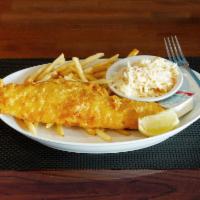 Fish and Chips Dinner · French fries, coleslaw and tartar sauce.