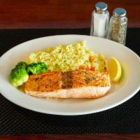 Seared Salmon Dinner · Served with choice of side.