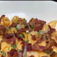 Bacon Mac and Cheese · Macaroni pasta and bacon in homemade cheddar cheese sauce.