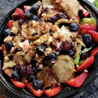 Berry What Salad · Romaine - Cucumber - Dried Cranberry - Strawberry - Blueberry - Grape Tomato - Feta Cheese -...