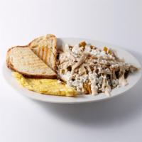 Chilaquiles · Con Huevos Revueltos y Pan. With Scrambled Egg & Toasted Panini Bread