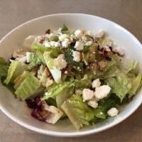 Cranberry and Almond Salad · Mixed greens, dried cranberries, almonds, feta, and bacon tossed in red wine vinaigrette. Gl...