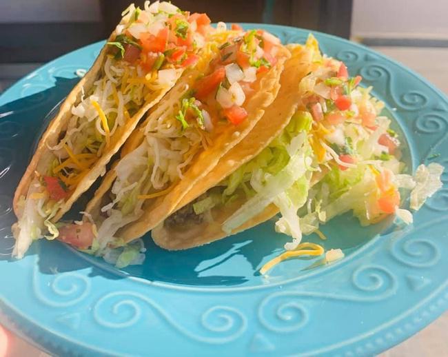 Fried Taco · Hard shell corn taco filled with lettuce, cheese and pico de gallo. Fresh ground beef or chicken