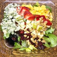 Smith Sensation Salad · A mix of mesclun and romaine greens, mango, pears, apples, strawberries, walnuts, cranberrie...