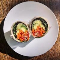 Vegetarian Delight Wrap · Sprouts, avocado, shredded carrots, lettuce, sliced cucumbers, tomatoes, Muenster and mayo r...