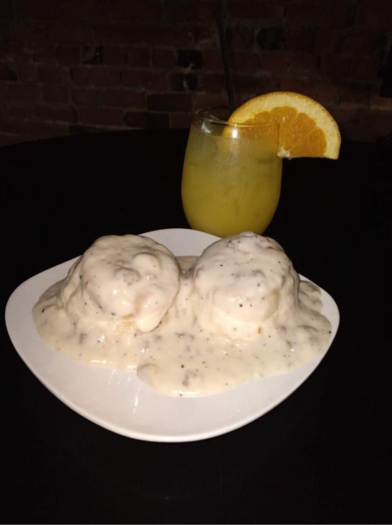 Biscuits and Sausage Gravy · 2 Fluffly Biscuits smothered in Taproom Sausage Gravy. 