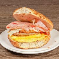 Farmer's Special Sandwich · Eggs, potatoes, sausage, ham and cheese.