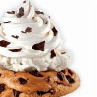 Hot for cookie · Warm chocolate chip cookie and cookie dough, french vanilla ice cream, whipped topping and s...