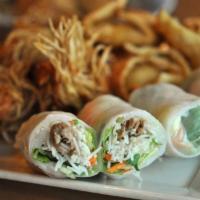Appetizer Platter (2) · Cream cheese wontons (2), sarongs (2) and your choice of spring roll (1).