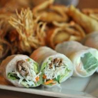 Appetizer Platter (4) · Cream cheese wontons (4), sarongs (4) and your choice of spring roll (2).