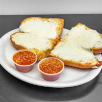 Garlic Cheese Bread · A sliced Italian roll brushed with garlic butter, covered with mozzarella cheese, baked to p...