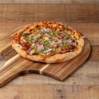 BBQ Chicken Pizza · BBQ chicken, special sauce, red onions, cilantro and seasoning.
