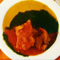 Tuwo Gbegiri and Ewedu · Comes with assorted meat and fish.