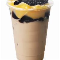 Earl Grey Milk Tea with 3Js · Earl Grey Milk Tea with Pudding, Grass Jelly and Tapioca Pearls.