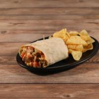 Buffalo Chicken Wrap · Fresh mixed greens, topped with grilled Buffalo chicken breast, diced tomato, celery, garlic...