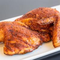 Smoked ½ Chicken (À la Carte) · Brined and dry rubbed with our House Chicken Seasoning.  Smoked hot and fast to give that tr...